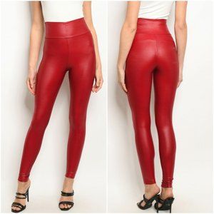 Last 1! Red faux leather leggings
